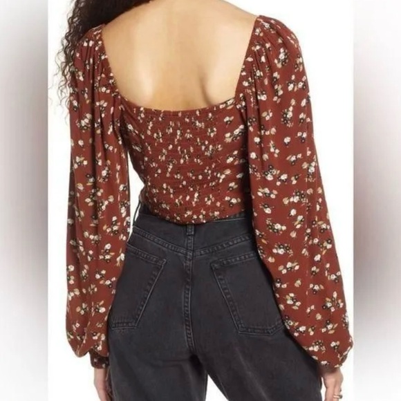 Brown Floral Sweetheart Longsleeve Top from BP size M - Picture 2 of 7